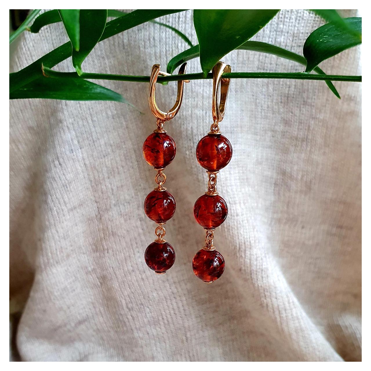 Серьги янтарные, арт. 429042004oo-7-earrings - фото