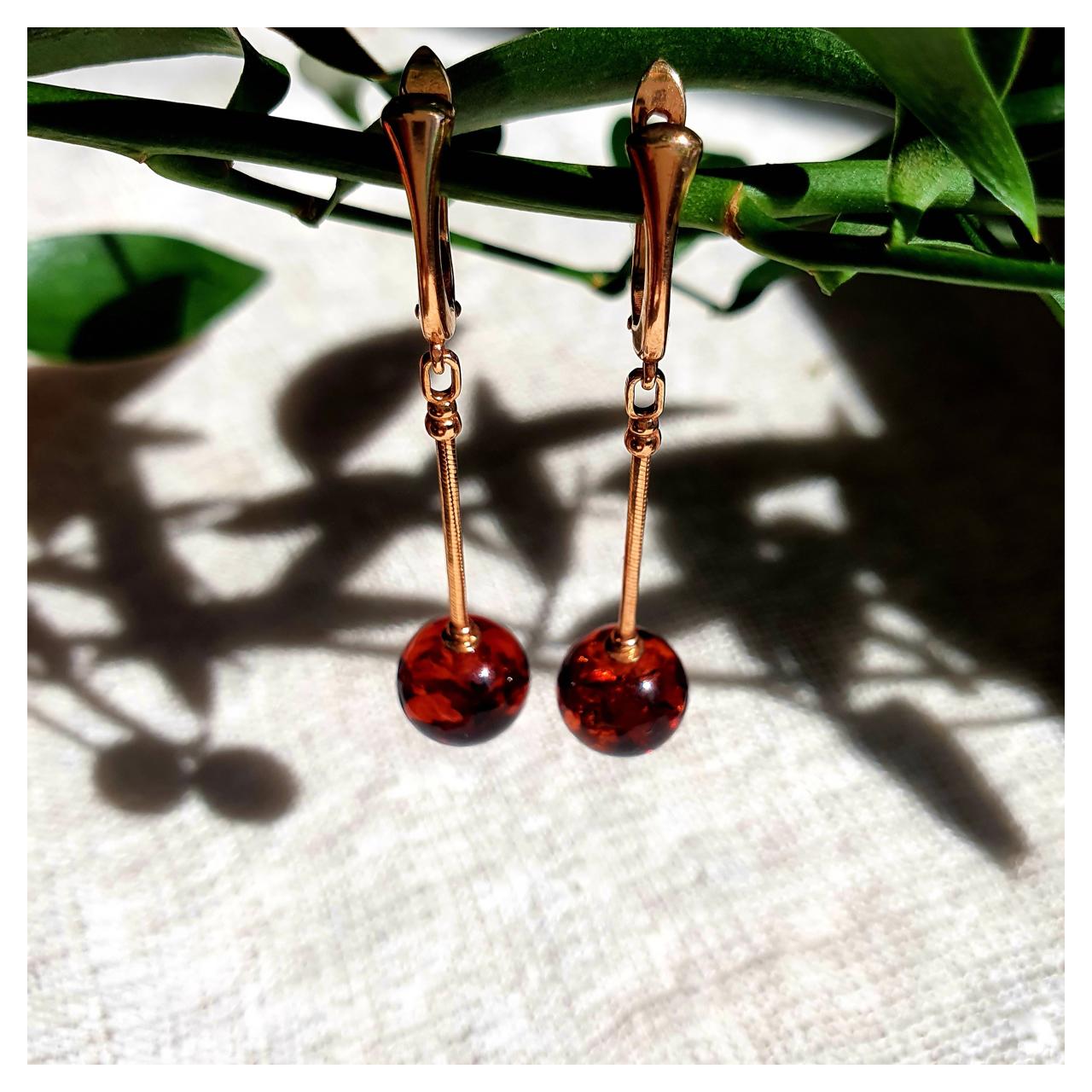 Серьги янтарные, арт. 429042445qq-4-earrings - фото4