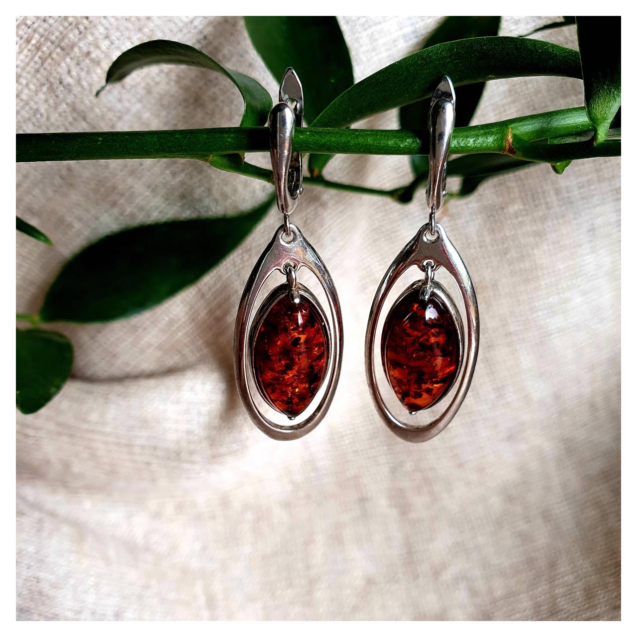 Серьги янтарные, арт. 929041128ab-8-earrings - фото2