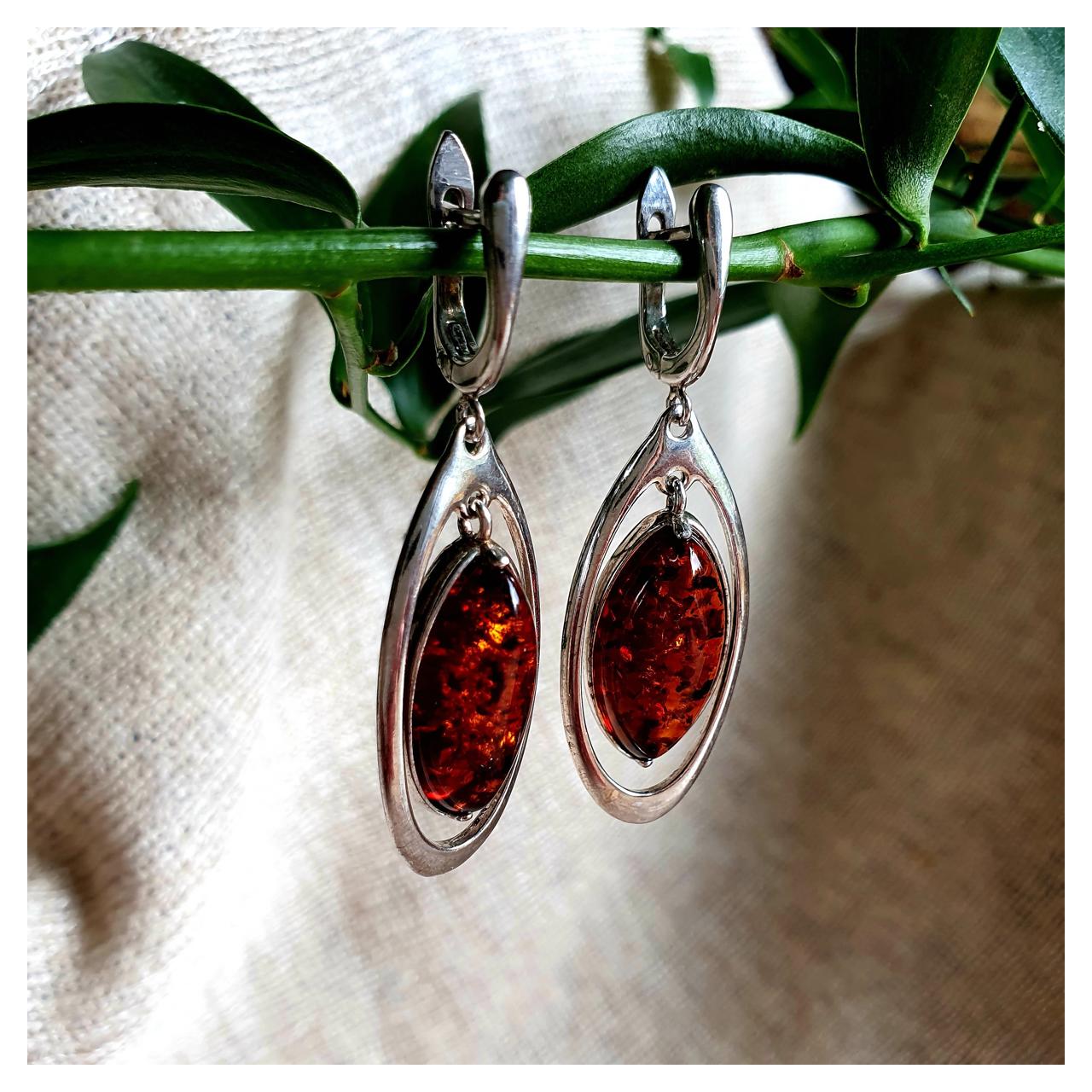 Серьги янтарные, арт. 929041128ab-8-earrings - фото4