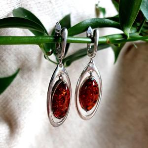 Серьги янтарные, арт. 929041128ab-8-earrings- фото