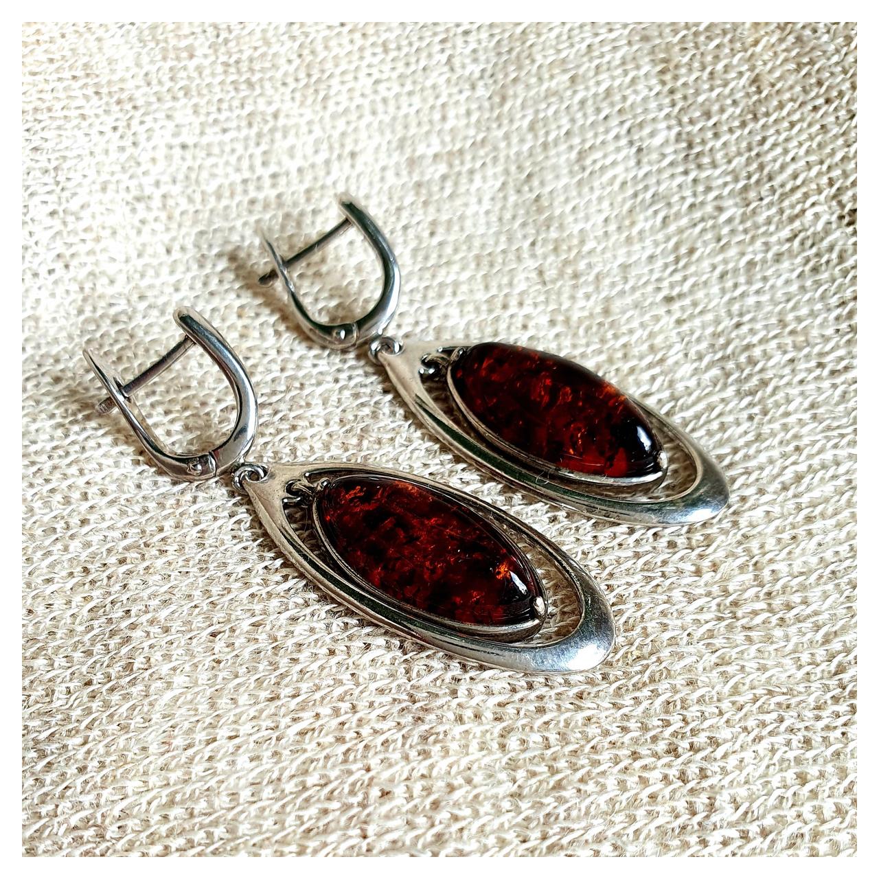 Серьги янтарные, арт. 929041128ab-8-earrings - фото3