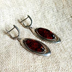 Серьги янтарные, арт. 929041128ab-8-earrings- фото3