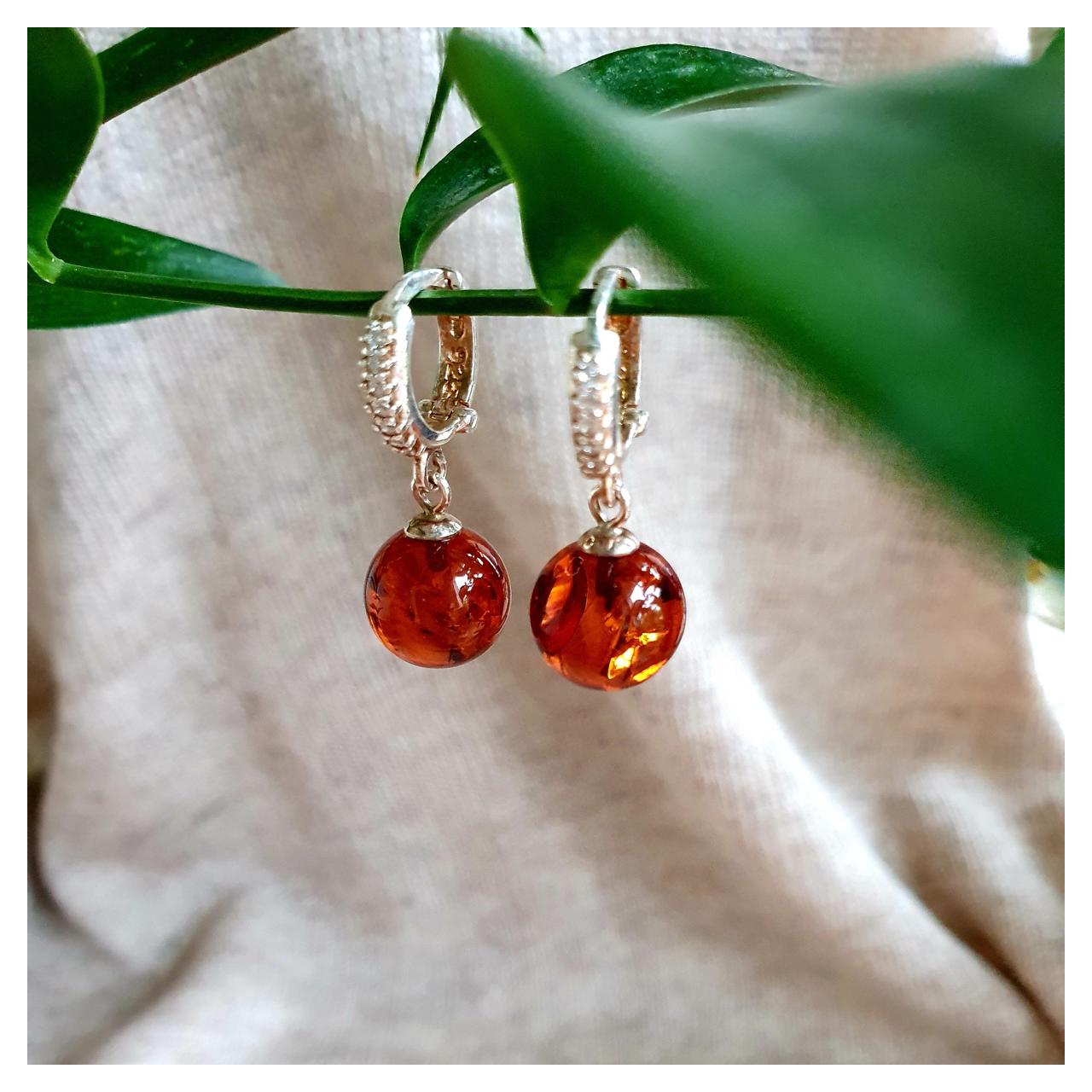 Серьги янтарные, арт. n-c-d10-4-earrings - фото