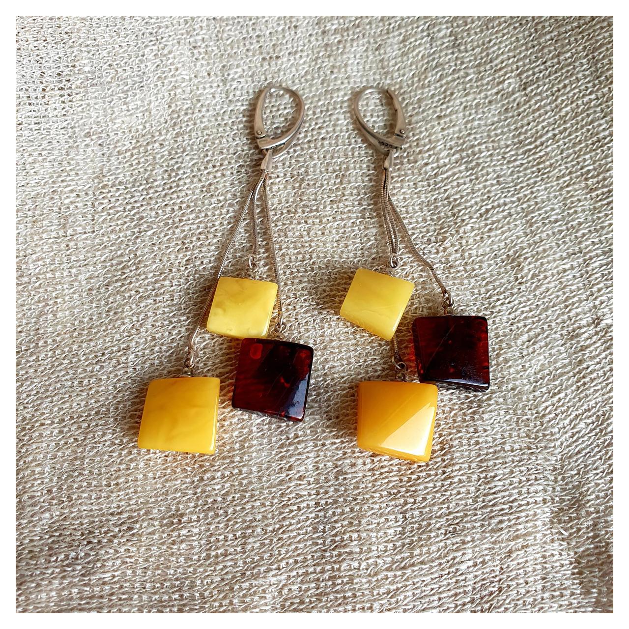Серьги янтарные, арт. q-m-7-earrings - фото2